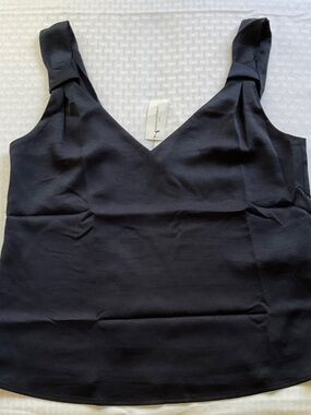 V-Neck Wide-Strap Satiny Blouse